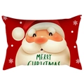 Christmas Santa Claus lumbar pillowcase in bright red peach skin fabric with festive print - 30X50cm (Cover Only) / Red Background Santa Claus (DRD419-14)