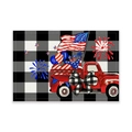 Tovaglietta Giorno dell'Indipendenza con camion vintage rosso e motivo scozzese - 30*45CM Cotone Lino / cdc01-02