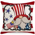 Onafhankelijkheidsdag kussenhoes met patriottisch kabouterontwerp op gestructureerd linnen - 45*45cm (Geen Binnenkussen) / Kabouter Vlag Stijl (ymdc-12)
