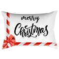 Merry Christmas peach skin pillowcase with red white candy stripes and bow design - 30X50cm (Cover Only) / White Background Candy Stripes Bow (DRD419-15)