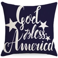 Marineblauer Kissenbezug aus Leinen mit weißen Sternen und God bless America Motiv - God Bless America Stil (ymdc-15)