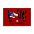 Tovaglietta rossa Giorno Indipendenza con stampa LOVE e design bandiera mappa USA - 30*45CM Cotone Lino / cdc01-03