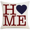 Kissenbezug aus Leinen zum Unabhängigkeitstag mit rotem HOME-Druck und blauem Herz - HOME Stil (ymdc-16)