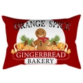 Red Christmas lumbar pillowcase featuring gingerbread bakery and orange spice prints - 30X50cm (Cover Only) / Red Background Gingerbread Bakery (DRD419-17)