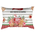 Christmas lumbar pillowcase with homemade hot chocolate and red plaid border design - 30X50cm (Cover Only) / White Background Hot Chocolate (DRD419-18)