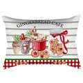 Christmas lumbar pillow cover with Gingerbread Cafe print for sofa and winter home decor - 30X50cm (Cover Only) / White Gingerbread Cafe (DRD419-19)