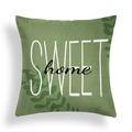 Groene geometrische kussensloop met sweet home belettering en bladpatronen - Blad Typografie Stijl (crd99-1) / 45cm*45cm