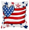 Detail view of Independence Day throw pillow cover with patriotic heart and stars pattern - Flag Heart Pattern (crd91-3)
