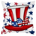 Detail of soft velvet pillowcase with Independence Day Uncle Sam hat and stars print - Top Hat Stars and Stripes Pattern (crd91-4)