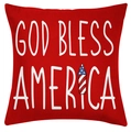 Detail of red square pillowcase with God Bless America print and star stripes rocket - God Bless America Text Pattern (crd91-2)