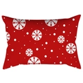 Christmas lumbar pillowcase with white snowflake and polka dot print on red background - 30X50cm (Cover Only) / Red Background White Polka Dot Snowflakes (DRD419-22)