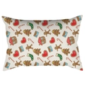 Christmas lumbar pillowcase with colorful gingerbread man and tree pattern on cream base - 30X50cm (Cover Only) / White Background Cartoon Festive Elements (DRD419-23)