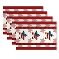 Set of 4 American flag theme linen table mats with patriotic stars and stripes - CD56-6