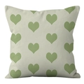 Close-up of square cushion cover with green heart pattern on soft fabric texture - Heart Pattern (crd77-2) / 45X45 Single-sided Short Plush Without Core
