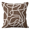 Fodera per cuscino marrone nordico con motivi geometrici astratti a linee bianche - Linee Astratte (CRS60-1) / 45x45cm