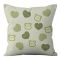 Close-up of soft velvet pillowcase with green heart, bear patterns and nice lettering - Bear Heart Pattern (crd77-15) / 45X45 Single-sided Short Plush Without Core