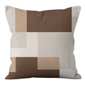 Nordic brown geometric throw pillow cover in abstract square patchwork for sofa - Patchwork Art (CRS60-10) / 45x45cm