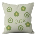 Detail of the soft fabric texture and cute green flower print on the square pillow case - Cute Floral Pattern (crd77-6) / 45X45 Single-sided Short Plush Without Core