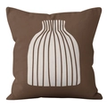 Modern brown geometric throw pillow cover with white abstract lines for sofa decor - Bottle Texture (CRS60-11) / 45x45cm