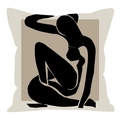 Vista dettagliata della fodera per cuscino marrone con silhouette femminile astratta - Silhouette Femminile Astratta (XMD01--4)