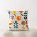 Square floral embroidered cushion cover with colorful textured daisies for sofa decor - Abstract Block Floral (ALS1--3) / Cover Only