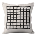 Detail of Nordic brown geometric grid pillowcase with hand-drawn texture on cream canvas - Irregular Plaid (CRS60-5) / 45x45cm