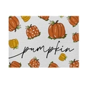 Linen texture Thanksgiving placemat featuring orange pumpkin prints and Pumpkin text - Cotton Linen Style / CD28-2