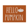 Autumn placemat in orange with Hello Pumpkin text and minimalist pumpkin graphic - Cotton Linen Style / CD28-4