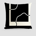 Housse de coussin carrée avec motif géométrique abstrait en noir et blanc - 45X45 Velours Recto Verso (Sans Rembourrage) / Style de Ligne de Bloc Abstrait (crs80-5)
