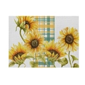 Sunflower and plaid pattern linen placemat for Thanksgiving table decoration - CD28-6