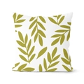 Nordic square pillow cover with green leaf pattern on white fabric for sofa decor - 45*45cm (No Insert) / Natural Plant Leaves (CRD68-10)