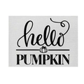 Linen placemat with hello pumpkin print and sunflower design for autumn table decor - CD28-9