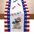Independence Day table runner featuring a pug in Uncle Sam hat with stars and stripes - 33*183cm / Patriotic Pug Pattern (zqc01-14)