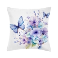 Funda de cojín cuadrada con estampado de mariposas azules y flores en acuarela - Estilo Floral de Dos Mariposas en Acuarela (CRD95-3)