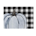 Autumn placemat featuring a watercolor blue pumpkin on black and white buffalo plaid pattern - CD28-11