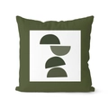 Nordic dark green square cushion cover with modern minimalist geometric print - 45*45cm (No Insert) / Olive Green Geometric Collage (CRD68-13)