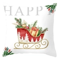 Weihnachts-Kissenbezug aus Pfirsichhaut mit Aquarell-Schlitten und Kiefernzweig-Druck - Roter Schlitten Stil (DRD420-1)