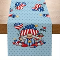 Independence Day table runner featuring a cute gnome and I Heart USA print - 33*183cm / Light Blue I Love USA Gnome Style (zqc01-17)
