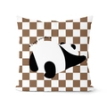 Brown and white checkerboard pillowcase featuring a cute lazy panda cartoon print - 45*45cm (No Insert) / Brown White Checkerboard Panda (CRD68-14)