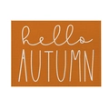 Orange autumn placemat with white Hello Autumn text print on canvas fabric texture - CD28-13