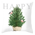 Weihnachtlicher Kissenbezug mit festlichem Weihnachtsbaum und Vögeln auf weißem Grund - Weihnachtsbaum Und Vögel Stil (DRD420-2)