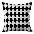 Close-up of a Nordic style cushion cover with black and white harlequin diamond pattern - Black White Harlequin (ALS9-8) / Cover Only (Without Core)