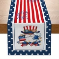 Patriotic gnome table runner with stars and stripes for 4th of July dining decor - 33*183cm / July 4th Gnome Fireworks Style (zqc01-18)