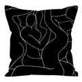 Detail of minimalist black and white cushion cover with modern abstract line art patterns - Black Abstract Rhythm (ALS9-14) / Cover Only (Without Core)