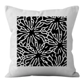 Detail of Nordic minimalist pillow case showing abstract black geometric pattern on white fabric - Abstract Radial Texture (ALS9-11) / Cover Only (Without Core)