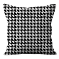 Detailed view of the houndstooth pattern fabric and texture on the square cushion cover - Classic Houndstooth (ALS9-24) / Cover Only (Without Core)