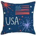Nordischer USA Kissenbezug mit Feuerwerk und Sternen für Wohnzimmersofas und Betten - USA-Text Und Feuerwerk-Grafik (ALD1-1)