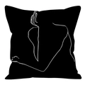 Close-up of black cushion cover featuring white minimalist linear body art outline - Body Outline Black (ALS9-19) / Cover Only (Without Core)