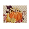 Autumn placemat with pumpkin and maple leaf prints on a beige burlap texture base - CD28-16