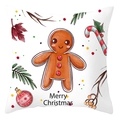 Christmas peach skin pillowcase featuring cute gingerbread man print with festive holiday motifs - Gingerbread Man Style (DRD420-7)